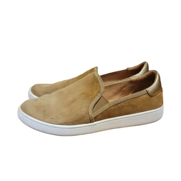 UGG Cas Slip-On Suede Leather Loafers Tan Gold Metallic 8 - Picture 3 of 12